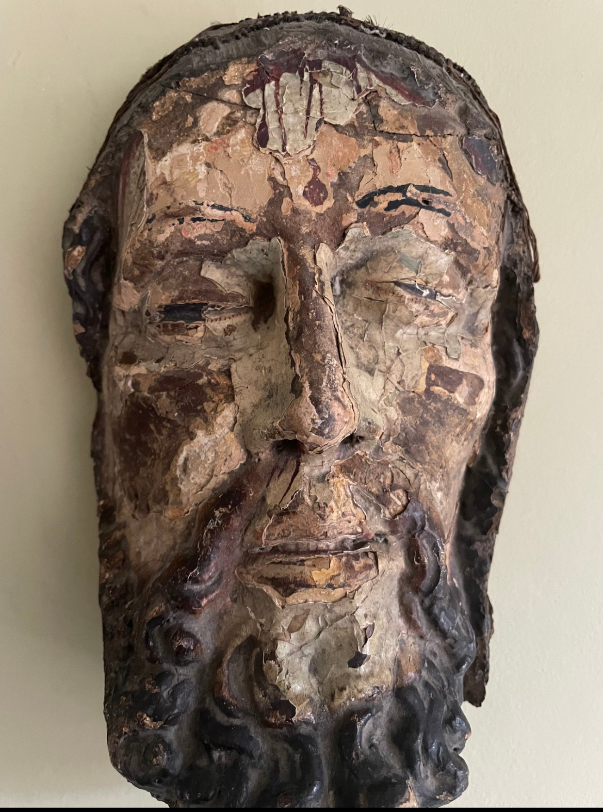Gothic Ecce Homo Head of Christ — Spain, late 15th century